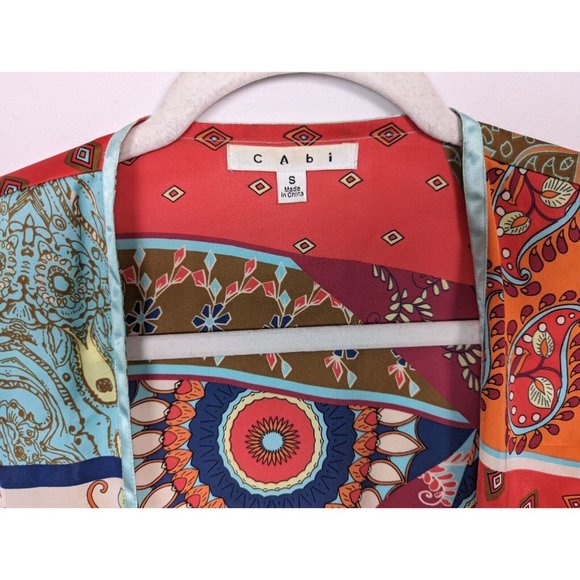 Cabi S Vintage Y2K Paisley Scarf Patchwork Print Tie Front Kimono Cardigan Boho - Picture 9 of 10